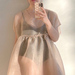 Sheer Dress. Fairy Dress. Bridesmaid Dress. Dress with sleeves. Evening Dress Oyster