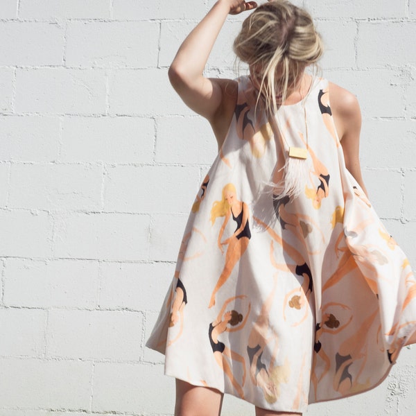 Swimmers Print Dress. Tent Loose Dress. Holiday, Cocktail, Day Dress. Spring Fashion. Lucie Dress SS15