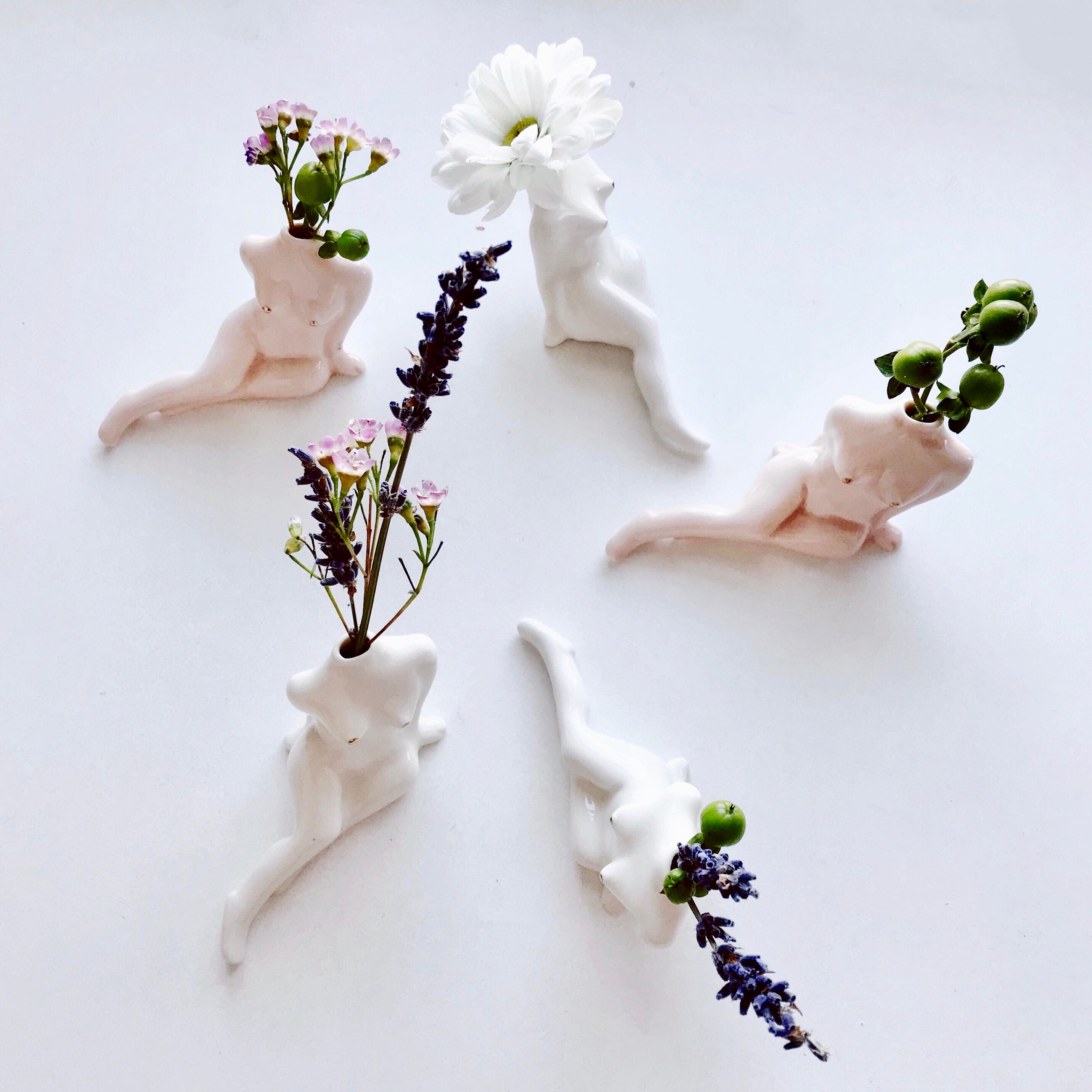 Bud Vase White Or Rose And Gold Feminist Porcelain Center Piece
