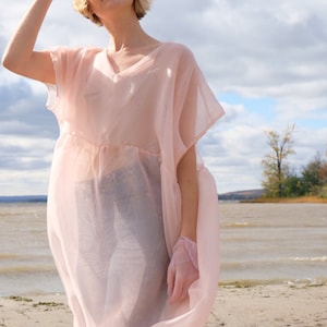Sheer Dress. Fairy Dress. Bridesmaid Dress. Dress with sleeves. Evening Dress Pink