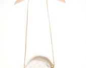 Stitched Dotted Pastel Bag - Circle Waxed Canvas Purse - Shoulder Bag - Stitched Fabric Purse - Round and Structured