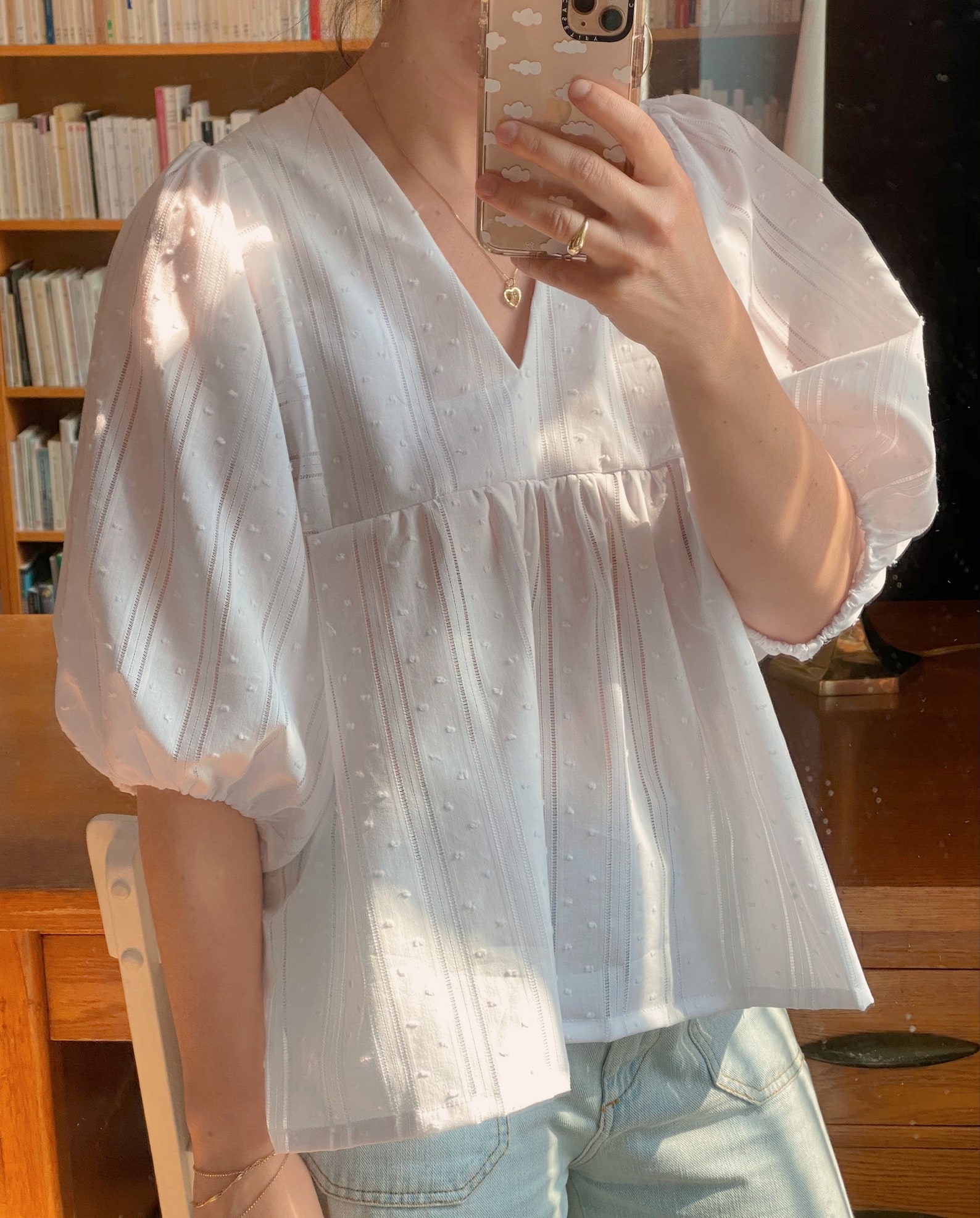 balloon sleeves white top