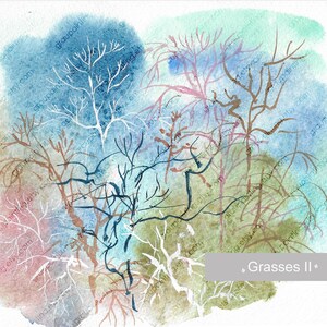 Dipinto ad acquerello di erbe, originale dipinto a mano, quadro su carta, acquerello artistico, pezzo unico, decorazione per soggiorno, immagine della natura