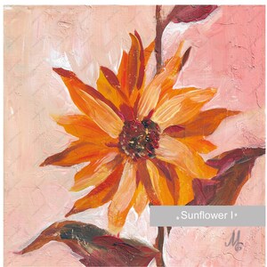 Tableau tournesol, original peint à la main, oeuvre d'art floral sur toile, oeuvre d'art murale acrylique, mini photo florale, objet déco à collectionner, petite oeuvre d'art