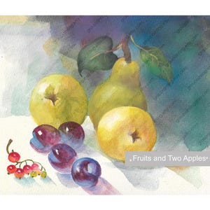 Dipinto ad acquerello di frutta, originale dipinto a mano, quadro da cucina su carta, piccola opera d'arte, pezzo unico, decorazione per soggiorno, natura morta