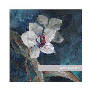 Peinture orchidée, originale peinte à la main, oeuvre d'art floral sur toile, oeuvre d'art murale acrylique, mini photo florale, objet déco à collectionner, petit oeuvre d'art moderne