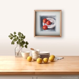 Malerei Mandarinen, Früchte Malerei auf Leinwand, Acryl-Wandkunst, Wohnzimmer-Dekor, Mini-Bild, handgemalte kleine Deko, Küchen-Dekor Bild 2