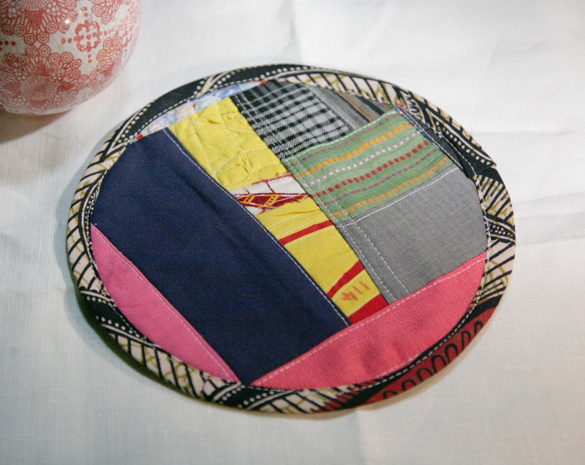 Textile Creation Trivet Pot Pad Recycled Materials Patchwork Etsy