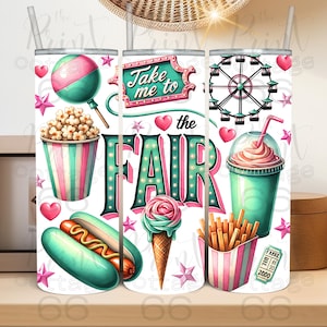Bring mich zur Messe Tumbler Wrap, Retro Rummelplatz, County State Fair, 20 Unzen Tumbler PNG, Riesenrad, Herbst Herbst Design, Digital Artikel.