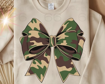Camo Bow T-Shirt PNG, Military Wife PNG, Armed Forces Sublimation, Camouflage Bow Tee, Army Spouse T-Shirt, Patriotic PNG, Digital Download.
