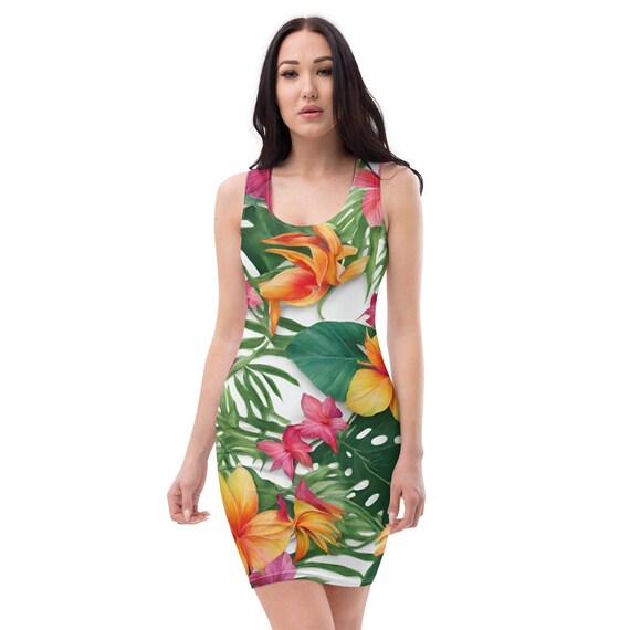Hawaiian Luau Bodycon Dress Etsy