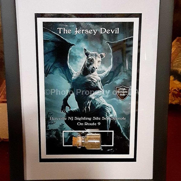 The JERSEY DEVIL Sighting Site Soil Earth Sample Relic Artifact Souvenir Leeds Devil Monster Mother Leeds Framed With COA & Serial Number
