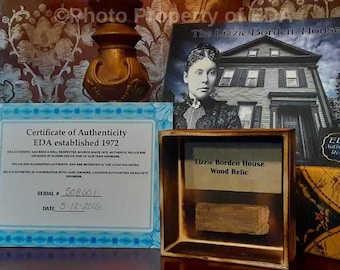 1892 The LIZZIE BORDEN House Wood Relic Artifact Sample LIMITED Edition Comes With Certificate Of Authenticity Ax Murder House