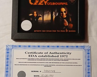 Ozzy Osbourne Hair Strand Memorabilia Collectible With COA