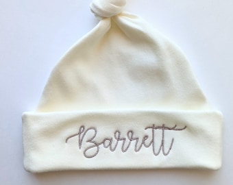 Embroidered Monogrammed Baby Hat: Personalized Newborn Gift