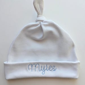Personalized Embroidered Baby Hat: Knotted Newborn Hospital Cap