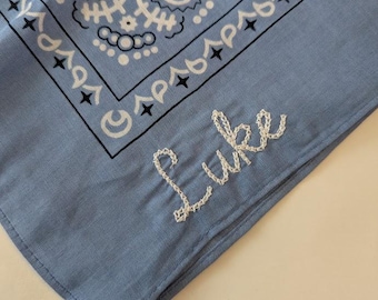 Personalized Embroidered Chainstitch Paisley Bandana Baby Wedding Dog Gift