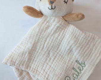 Personalized Embroidered Bear or Fox Security Blanket Baby Gift