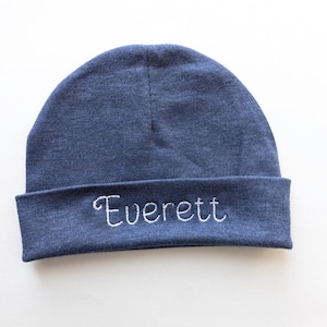Embroidered Denim Baby Hat: Personalized Newborn Name Cap