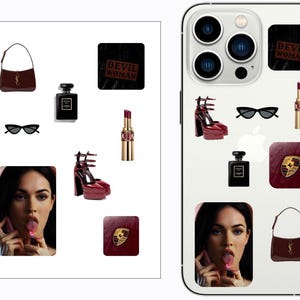 携帯電話ケース、iPad、iPhone用の3Dステッカー。ファム・ファタール、悪魔の女性、ミーガン・フォックスのステッカーセット。ファッションアートステッカー、美的ステッカー