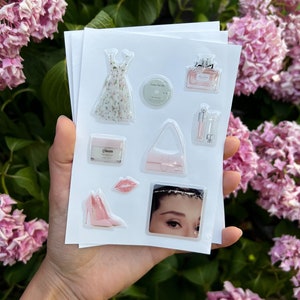 Adesivi 3d per custodia del telefono, iPad, iPhone. Audrey Hepburn, adesivi sull'atmosfera di Lana del Rey, set di adesivi per ragazze. Adesivi artistici estetici con facce buffe