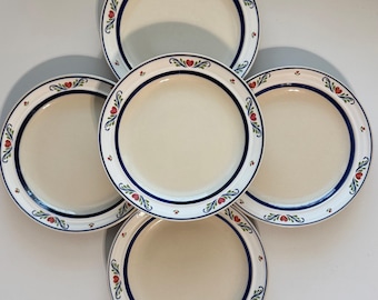 Set of 5 Tienshan Folk Dance Hearts & Scrolls 7 3/4 Inch Salad Plates