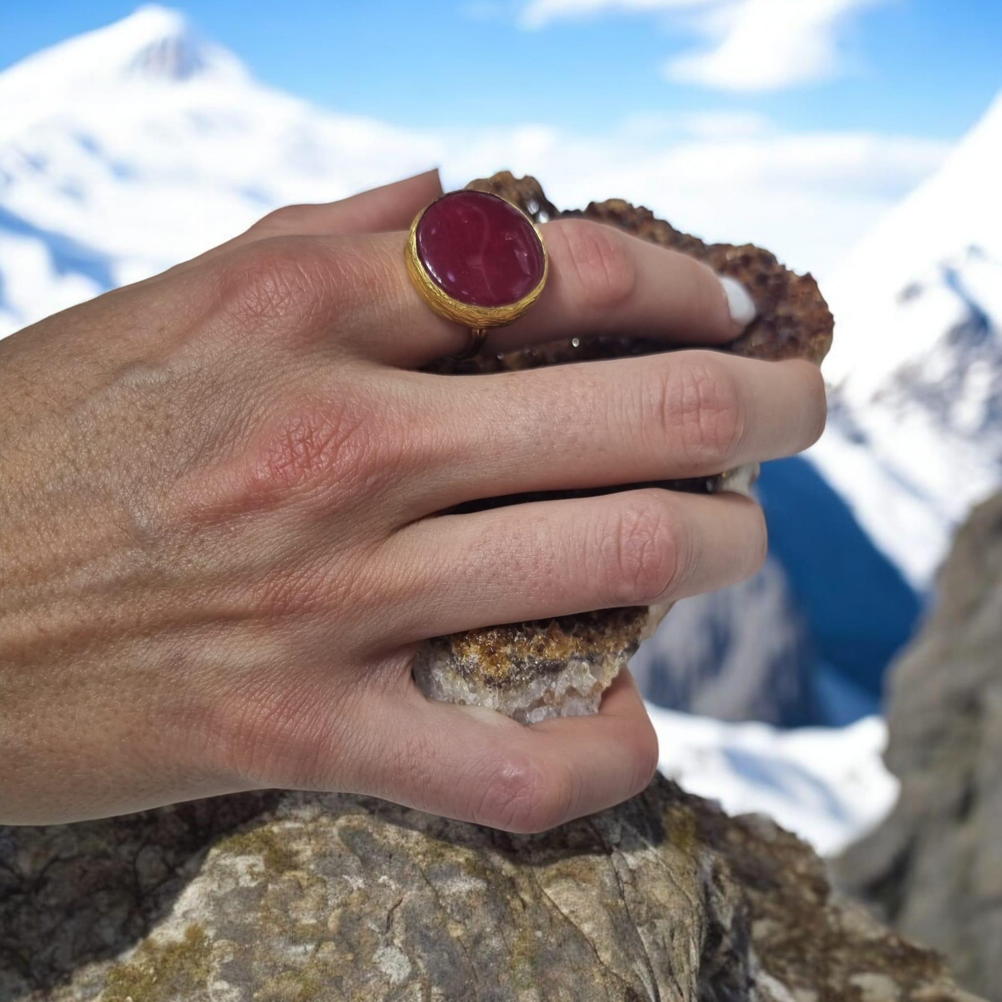 Anello Con Giada Rubino - Il Seme Di Cristallo - Foto 2