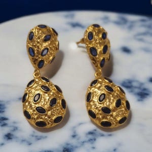 Handmade Brass Earrings ,18K Gold Plated, Dangle Earrings, Gift for her,Statement Jewelry.Birthday gift, Cubic Zirconia stone,