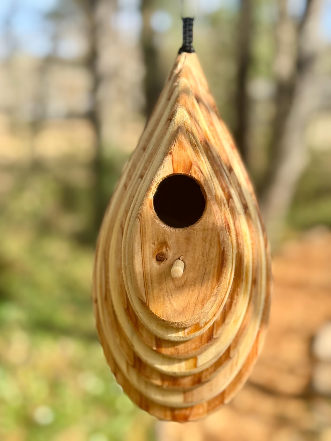 Handcrafted Cedar Raindrop Birdhouse: Rustic Garden Decor