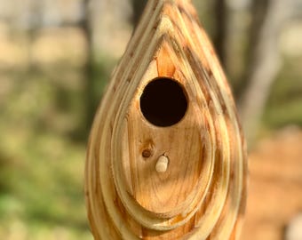 Handcrafted Cedar Raindrop Birdhouse: Rustic Garden Decor