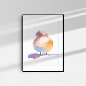 Impresión de polluelo de acuarela - Arte de pollito pastel suave, perfecto para la decoración de viveros y amantes de las aves