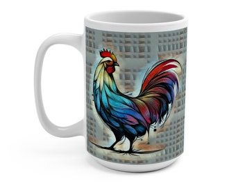 Rise and Shine Bright Rooster-kaffemugg, Rooster-kaffekopp, Rooster-mugg - 45 cl