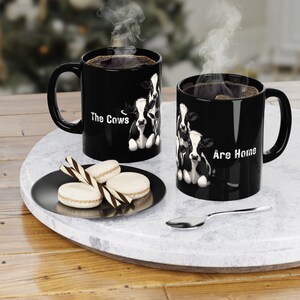 Skurrile Kuh-Kaffeetasse - 11 Unzen Bauernhof-Becher, Schwarz-Weiß-Tierliebhaber Geschenk, süße Kuh-Dekoration