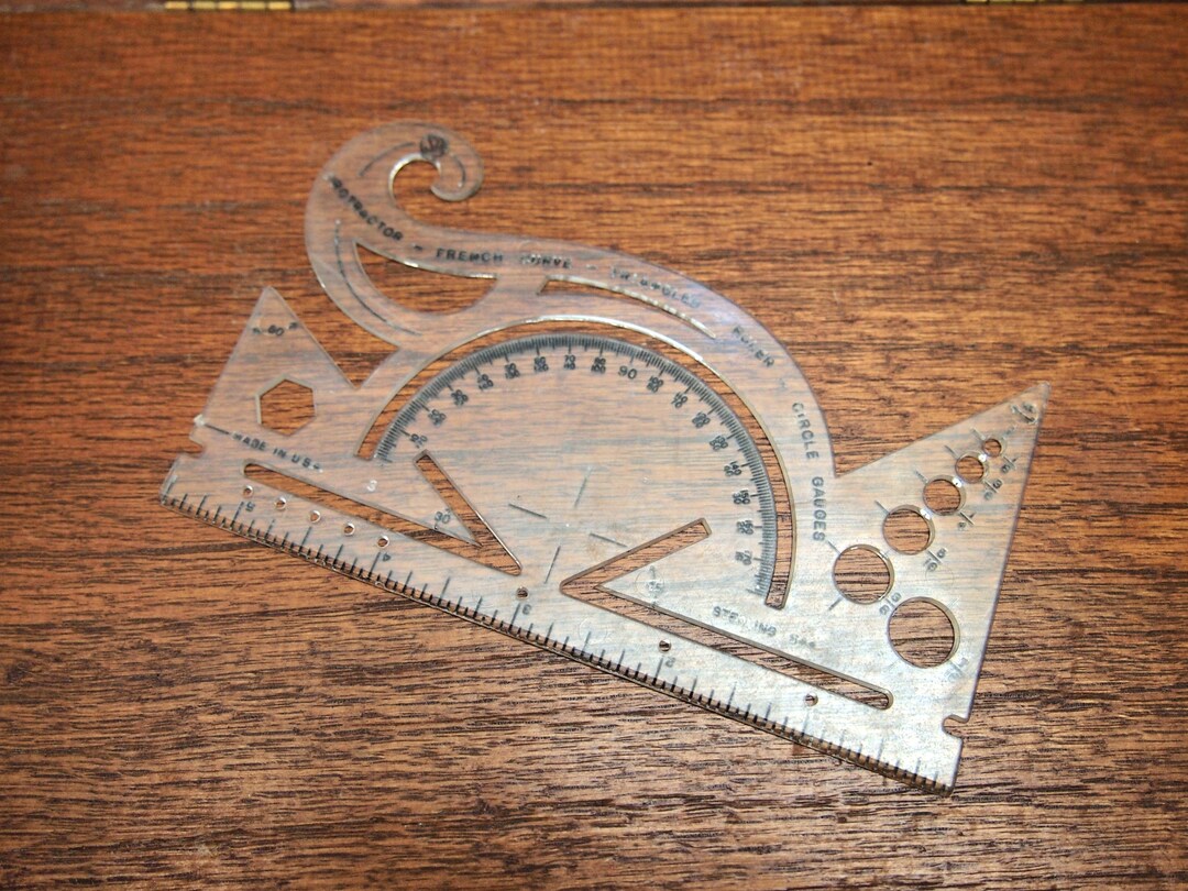Vintage Sterling 544 Plastic Protractor French Curve 6 Etsy
