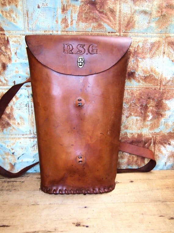 Vintage Bridle Leather Veg Tanned Backpack Militar
