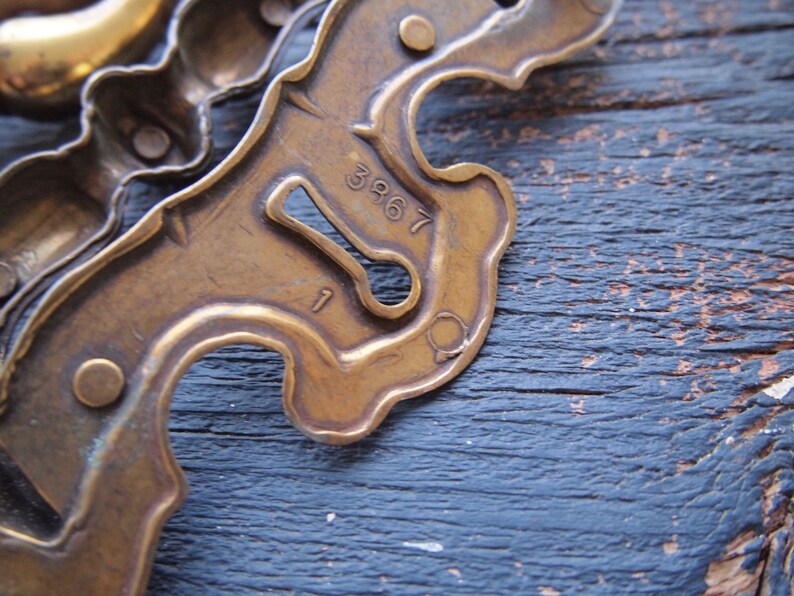 Lot of 2 Large 6 drawer pulls Brass color Salvaged Restoration hardware Door Drawer #463