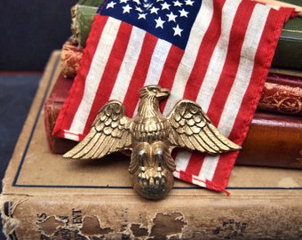 Vintage Metal Eagle Flag Pole topper finial  Patriotic American Eagle Bald  LES