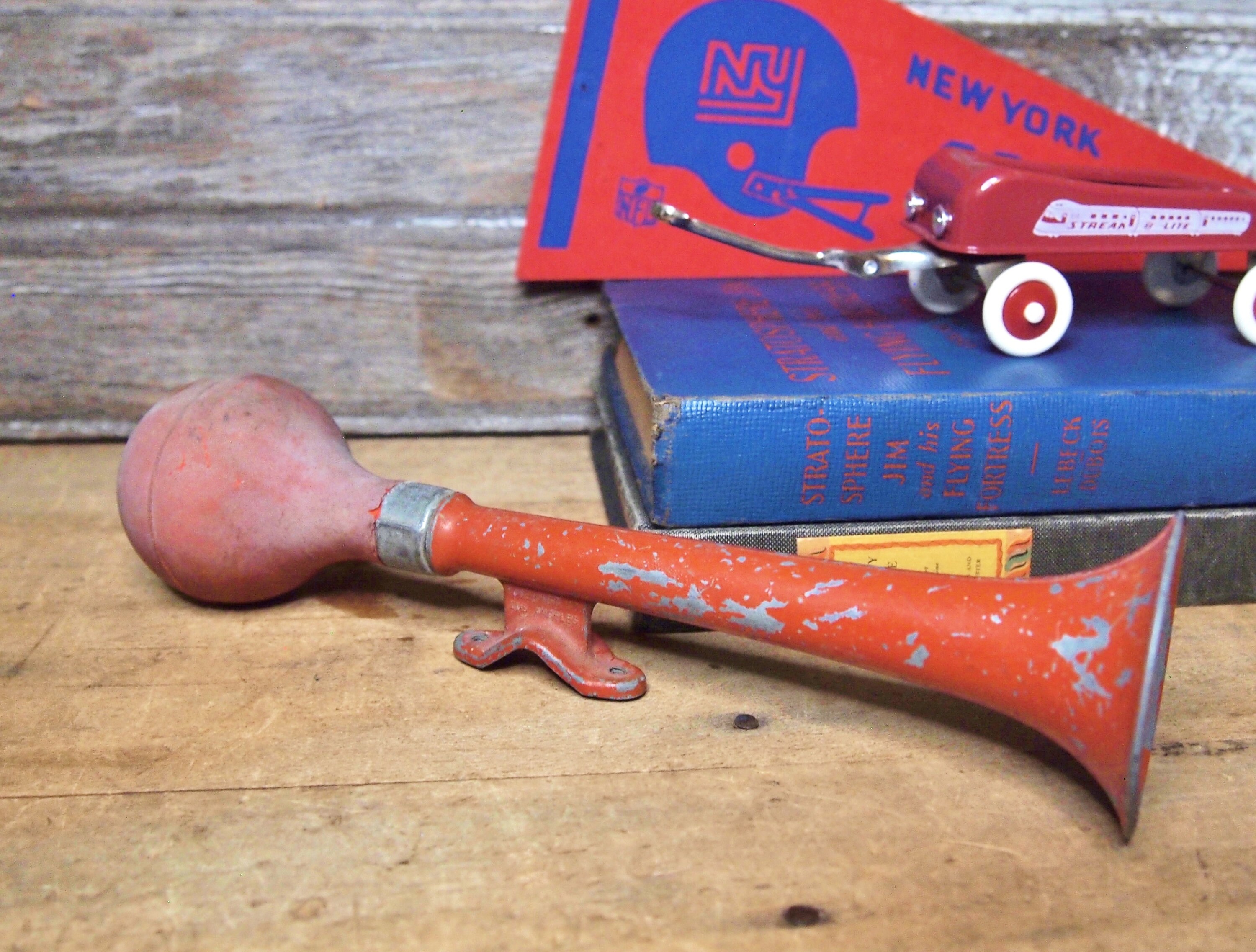 Fun Red bicycle horn 9.5 long Fun Chippy Shabby Yoder Etsy