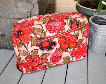 Groovy Floral suitcase Pink  70's 60's retro made in Japan Modified  DS