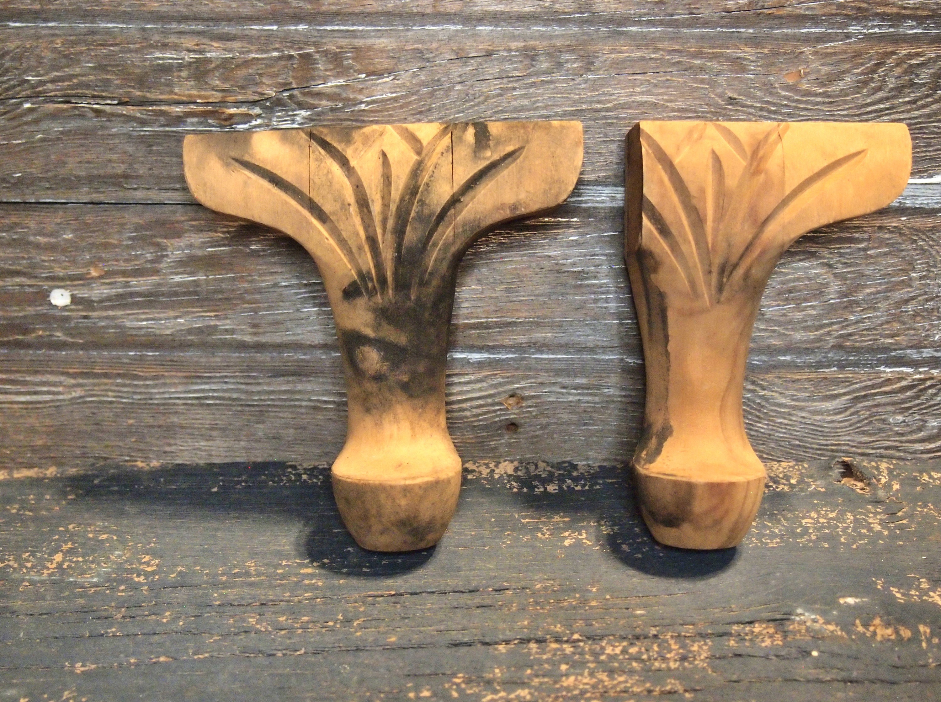 Mixed Lot of 2 wood Chair Sofa furniture Legs Carved Wood Etsy