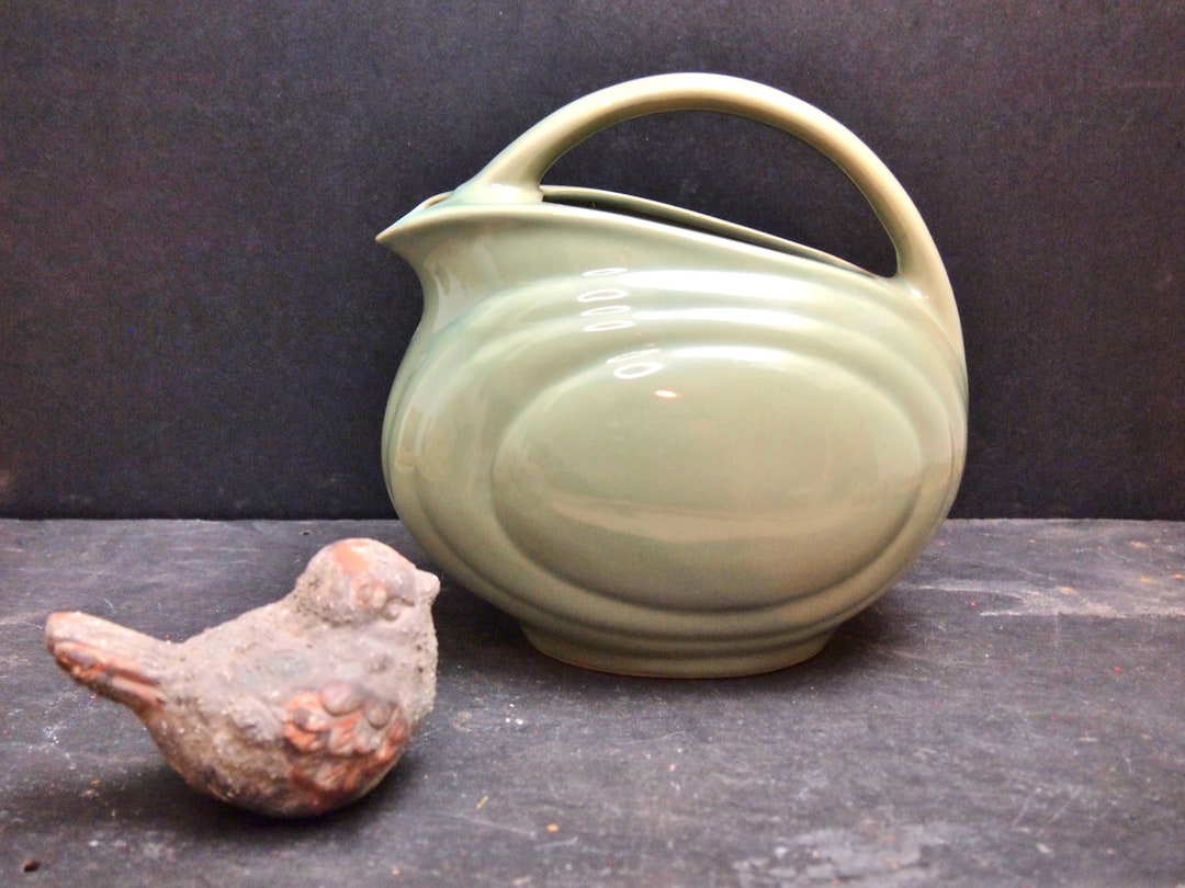 Over and Back Yellow Ware Pitcher Sage Green Nice EUC Etsy
