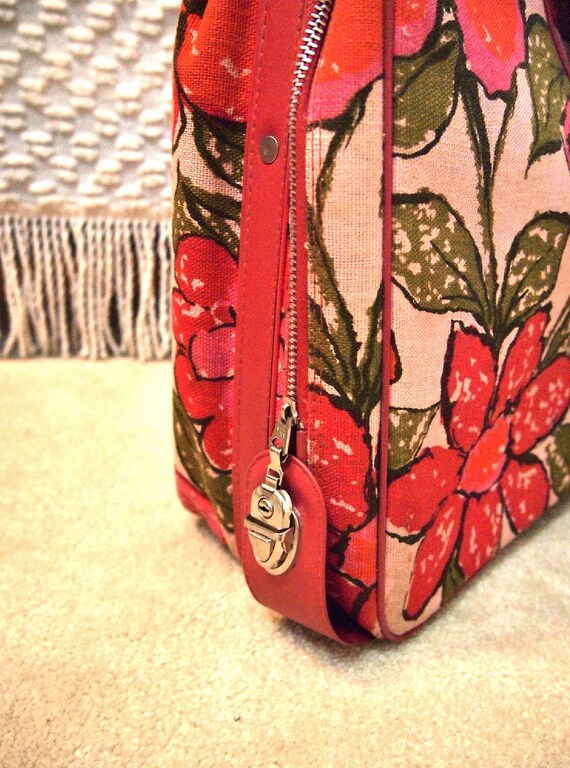 Groovy Floral suitcase Pink  70's 60's retro made… - image 3