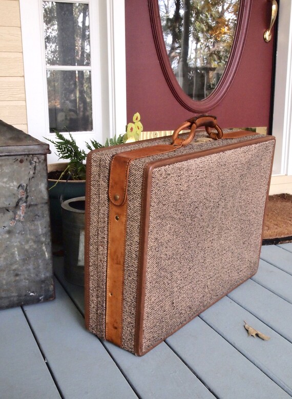 Hartmann Vintage Tweed Suitcase with Garment Hanger Gem