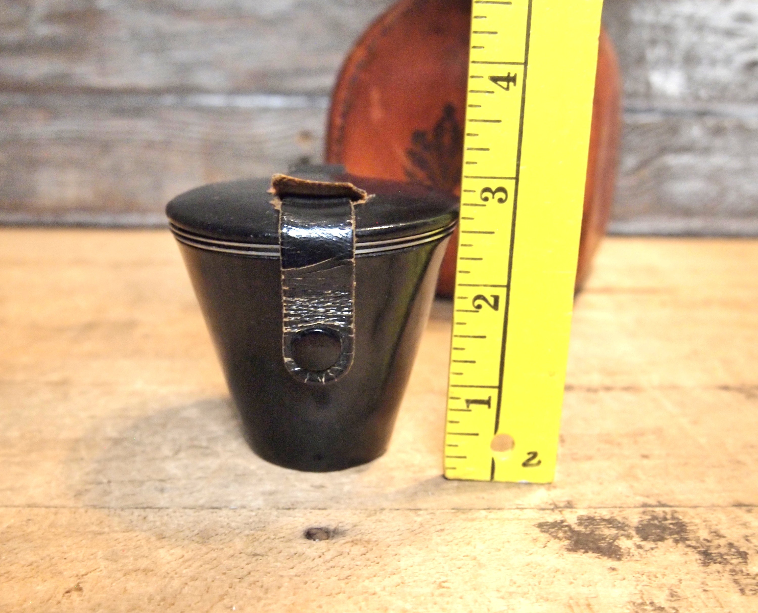 Vintage Travel Shot Glass With Leather Case Black Ear Buds Etsy