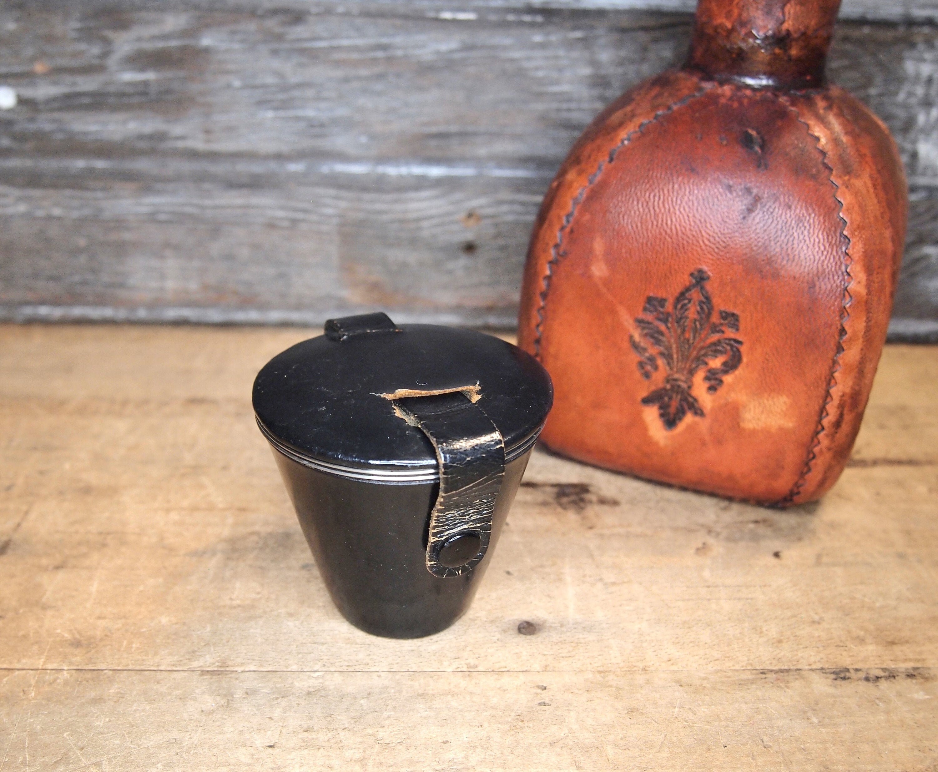 Vintage Travel Shot Glass With Leather Case Black Ear Buds Etsy