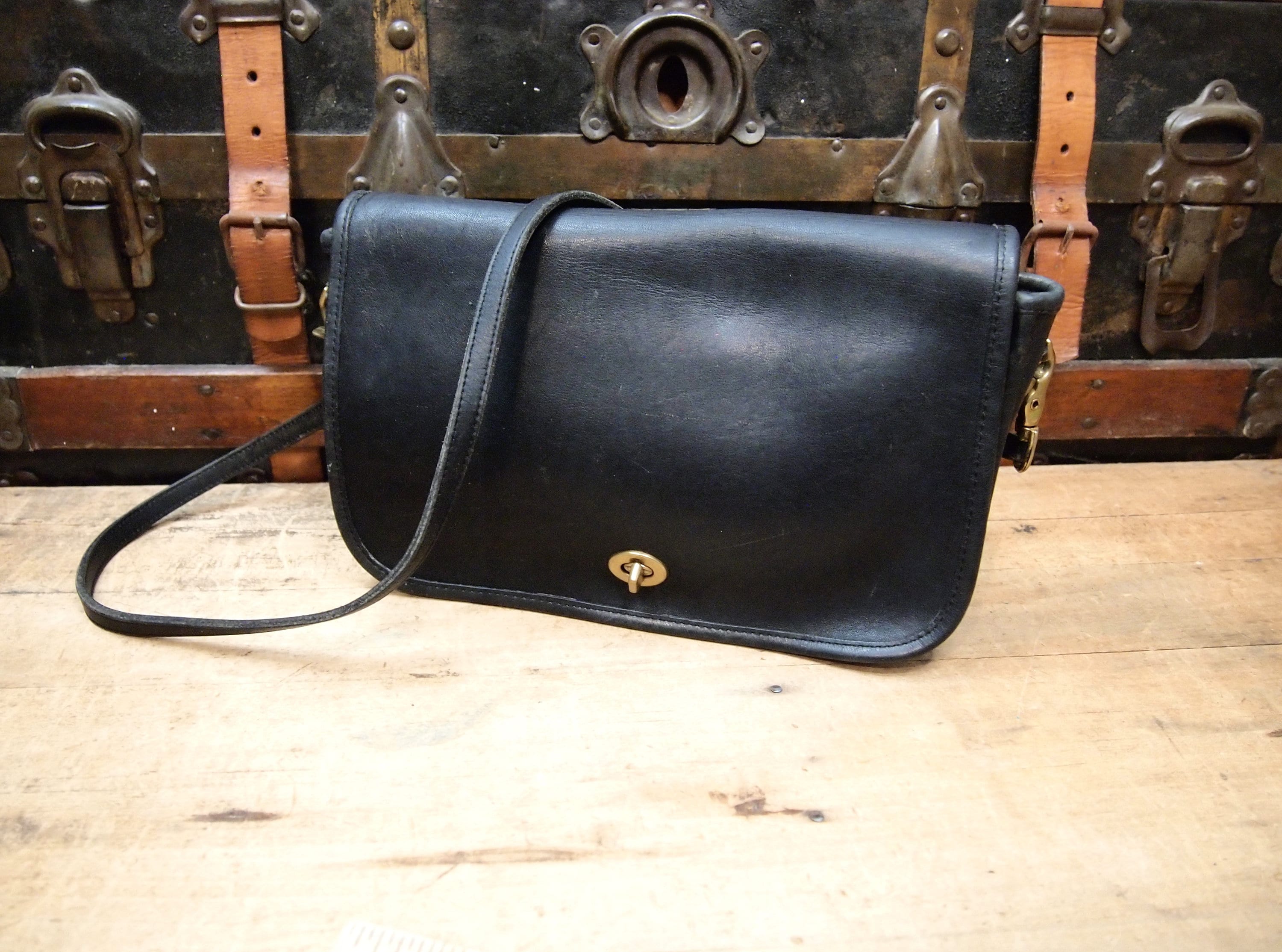 COACH Legacy Leather Penny Shoulder Purse in Black