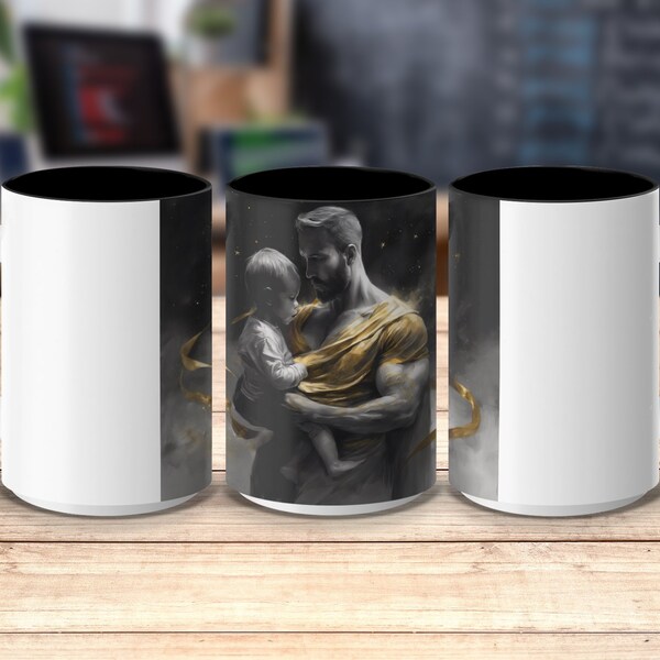 Father and Child Artistic Mug, Perfect Father's Day Gift, Starry Night Inspired Coffee Cup