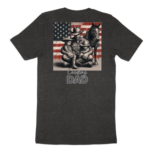 Cowboy Dad T-Shirt, Father and Children Western Style Tee, American Flag, Father's Day Gift