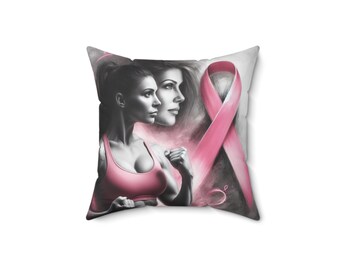 Pink Ribbon Cancer - Spun Polyester Square Pillow