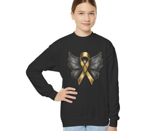 Gold Ribbon - Childhood Cancer Youth Crewneck Sweatshirt